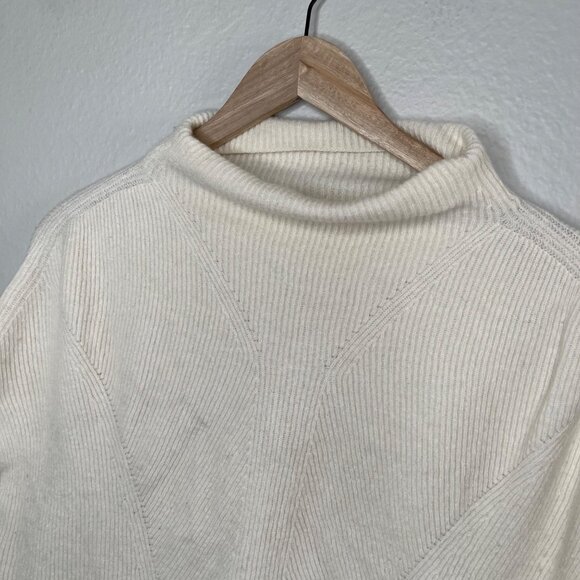 Vince Ribbed Ivory Wool Cashmere Blend Sleeveless Mock Neck Sweater Large - Picture 6 of 11